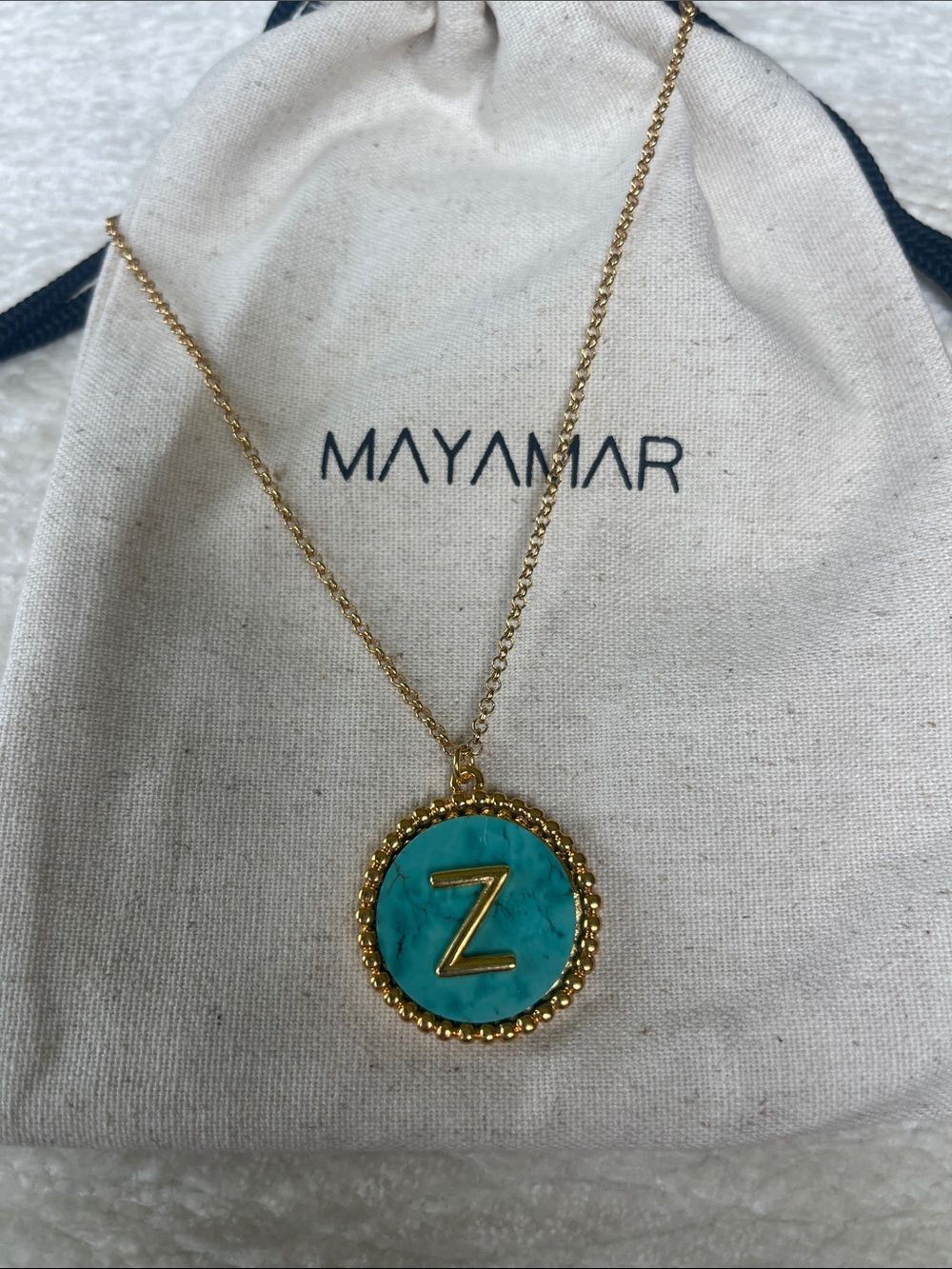 Mayamar Gold Turquoise 'Z' Pendant Necklace